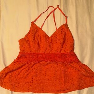 SHEIN Orange Eyelet Camisole Top